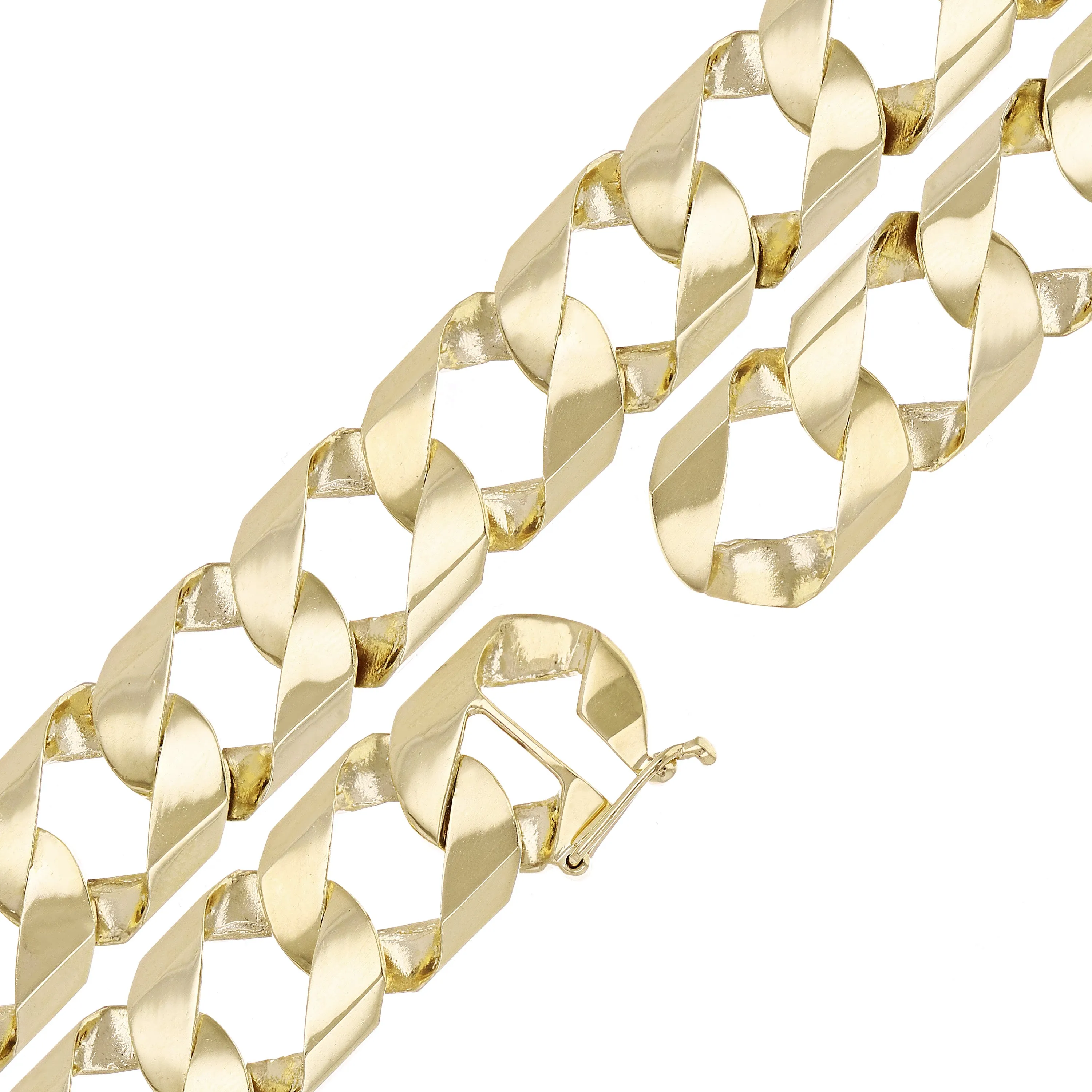 14k Yellow Gold Cuban Chain Link Bracelet 7" - 9.5" 13.8mm