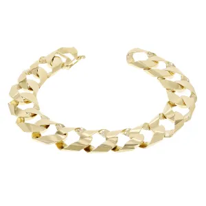 14k Yellow Gold Cuban Chain Link Bracelet 7" - 9.5" 13.8mm