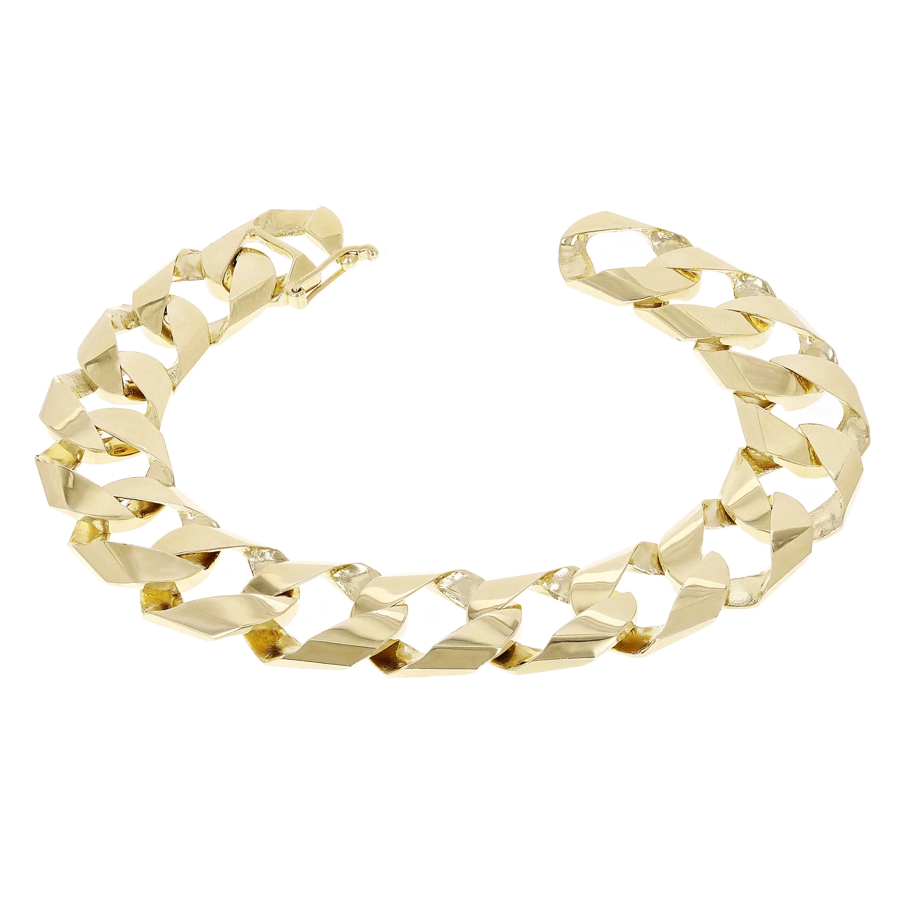 14k Yellow Gold Cuban Chain Link Bracelet 7" - 9.5" 13.8mm