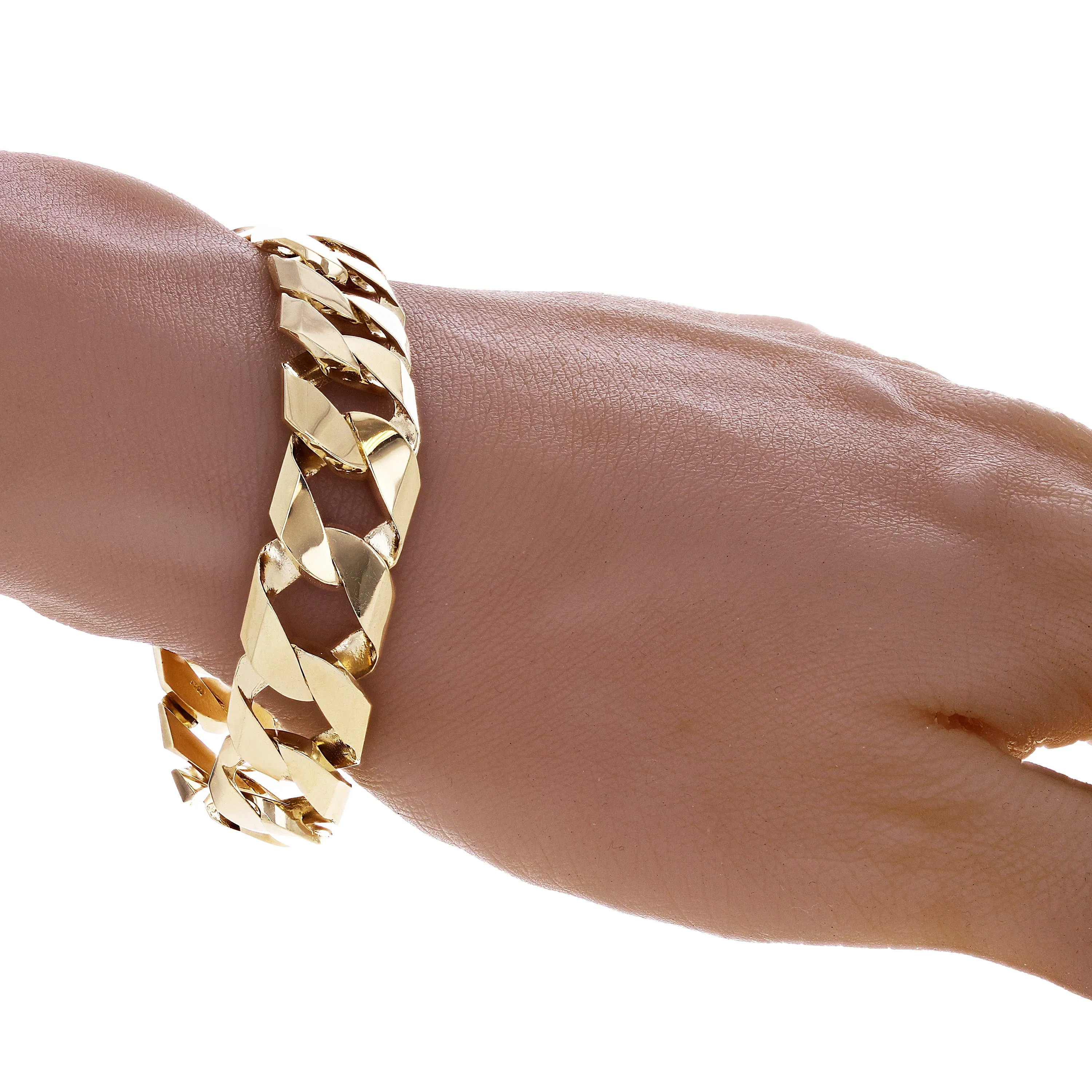 14k Yellow Gold Cuban Chain Link Bracelet 7" - 9.5" 13.8mm