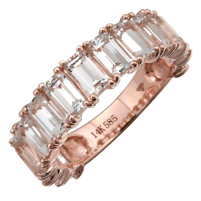 14K Yellow Gold Emerald Cut White Topaz Ring (3/4 Large)