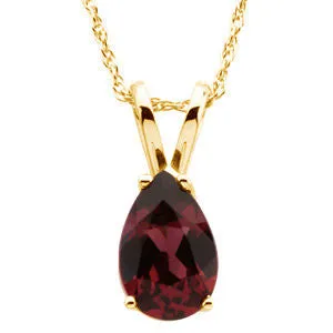 14k Yellow Gold Genuine Rhodolite Garnet Necklace
