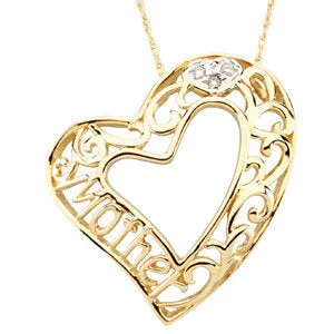 14k Yellow Gold Mother Heart Pendant