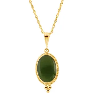 14k Yellow Gold Nephrite Jade Necklace