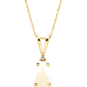 14k Yellow Gold Opal & Diamond 18" Necklace