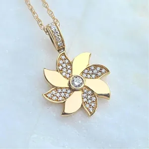 14K Yellow Gold Pinwheel Diamond Necklace