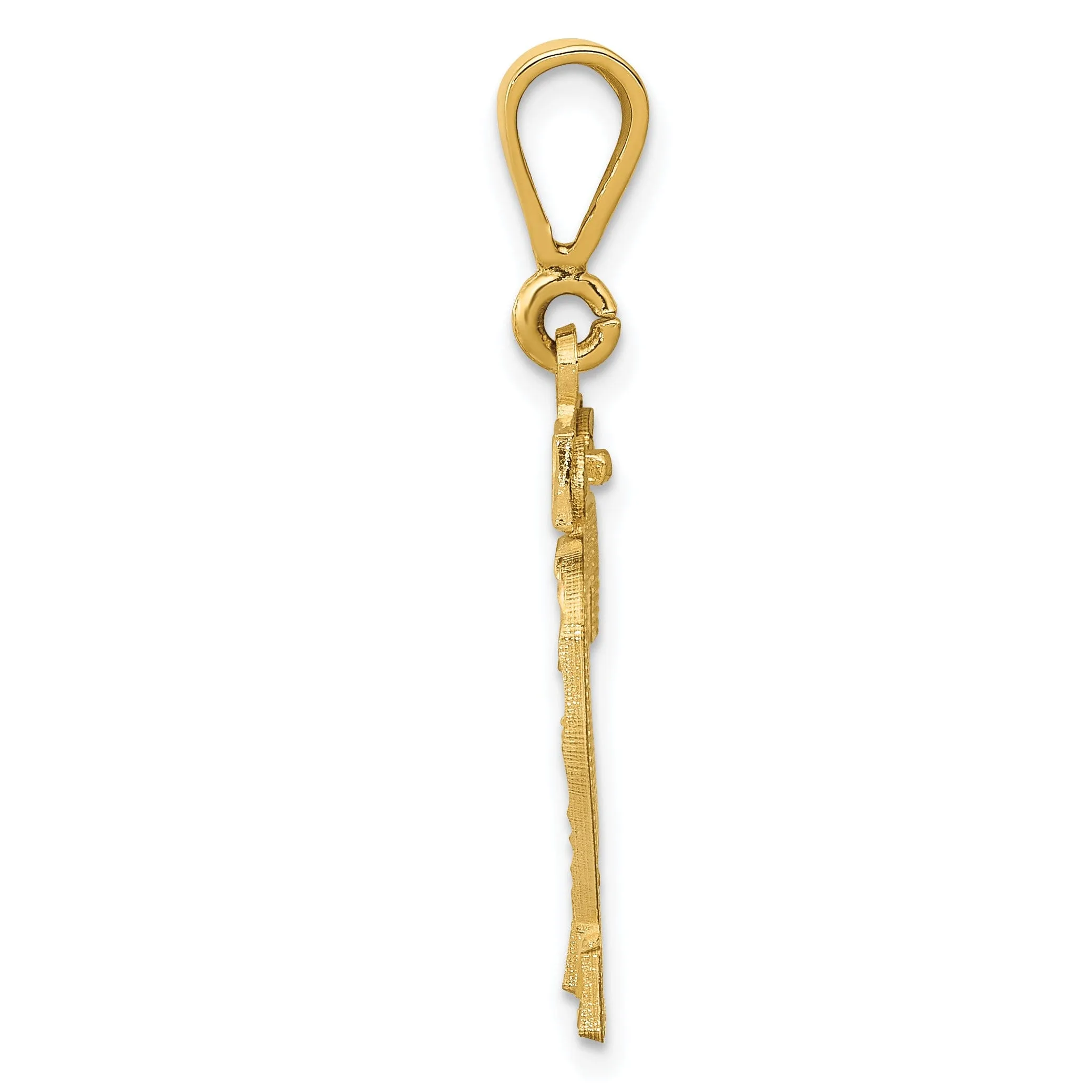 14K Yellow Gold Polished Diamond Cut Finish Medium Size Number 22 Charm Pendant