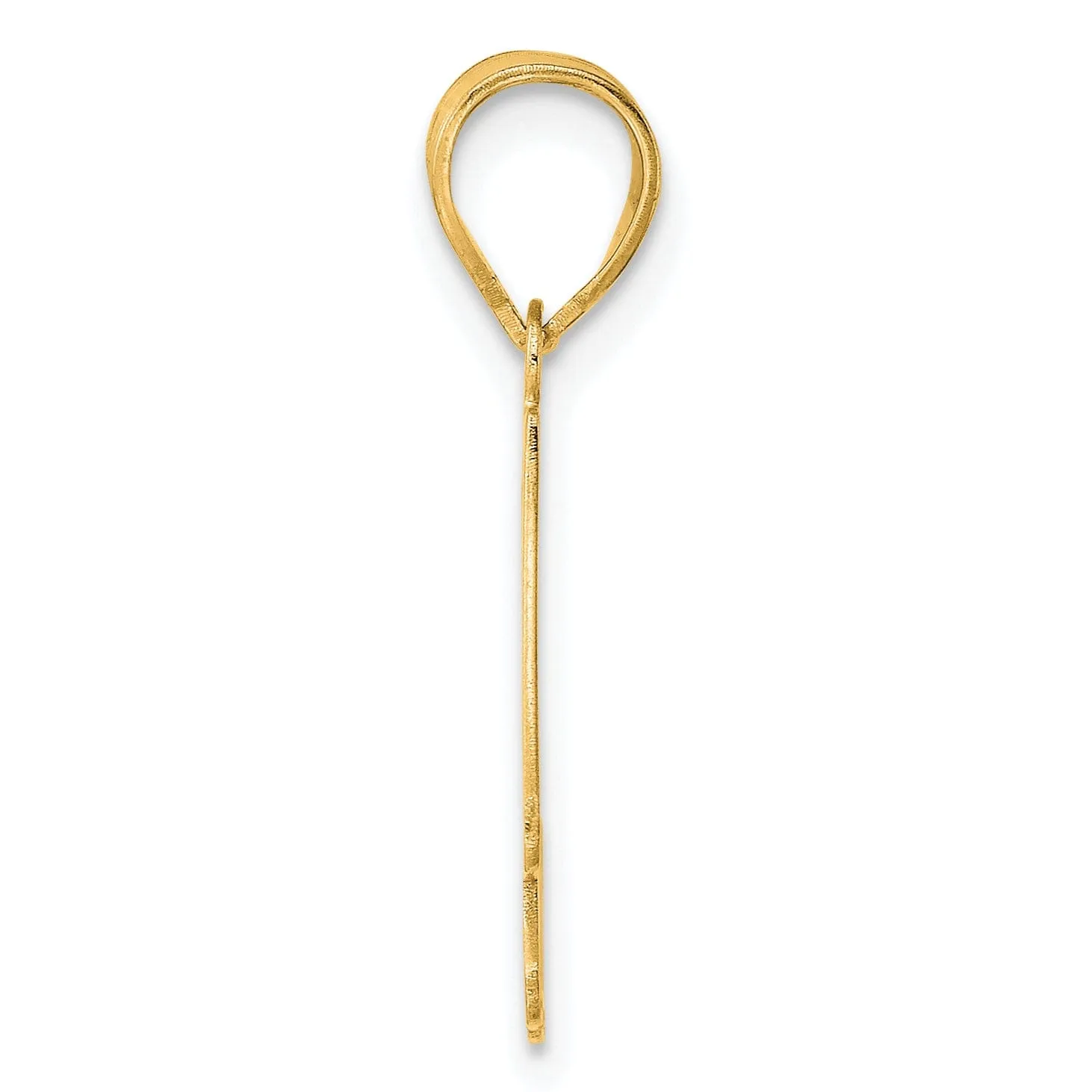 14k Yellow Gold Polished Etched Finish Number 44 Charm Pendant