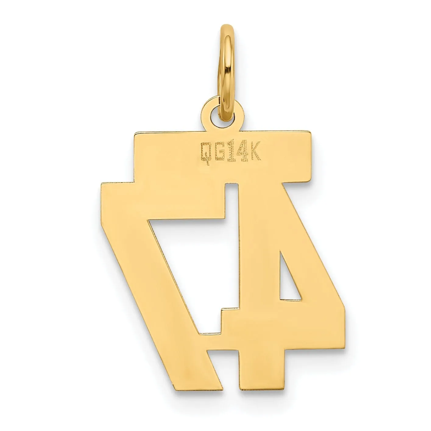 14k Yellow Gold Polished Finish Small Size Number 47 Charm Pendant