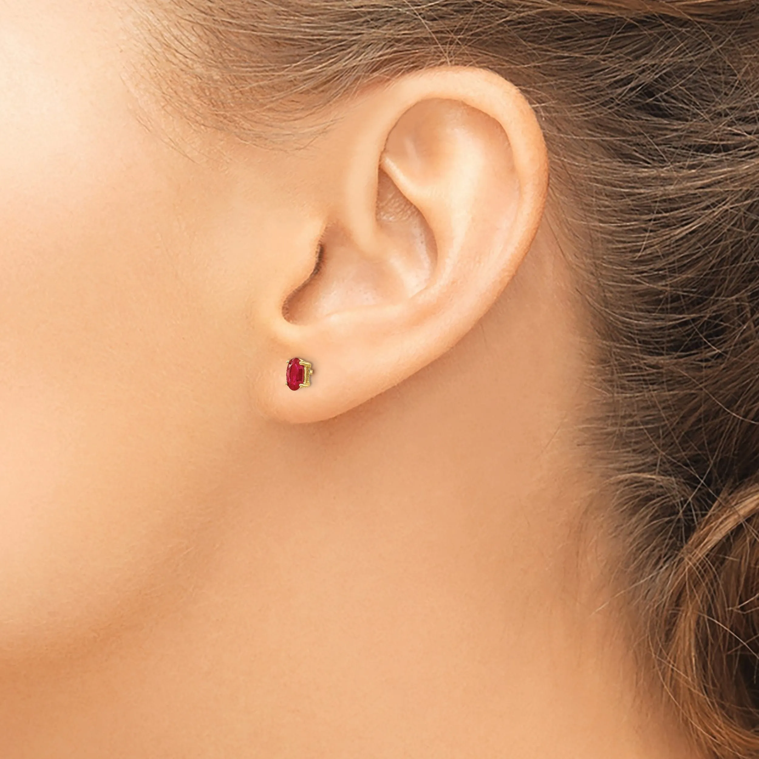 14k Yellow Gold Ruby Earrings