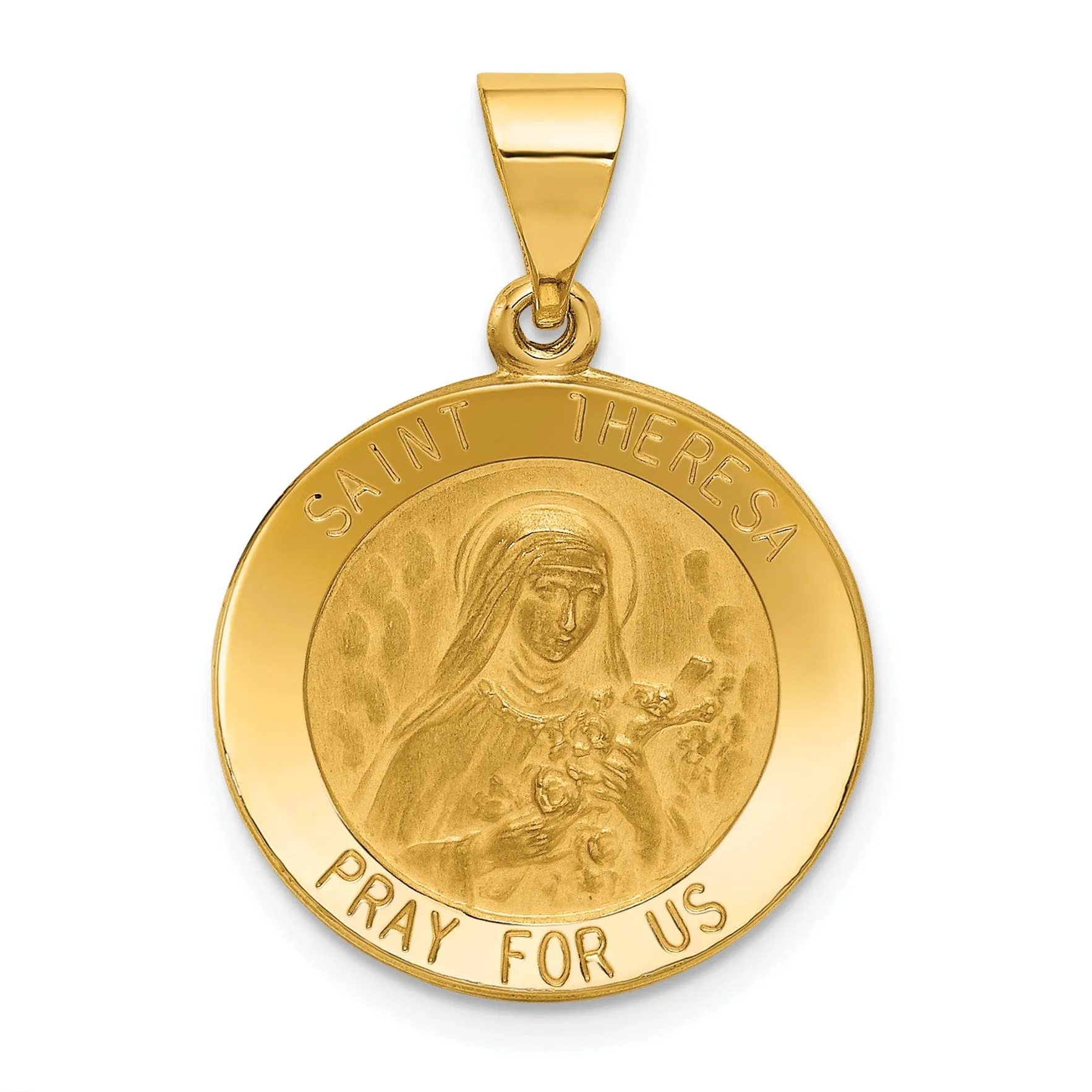 14k Yellow Gold Saint Theresa Medal Pendant