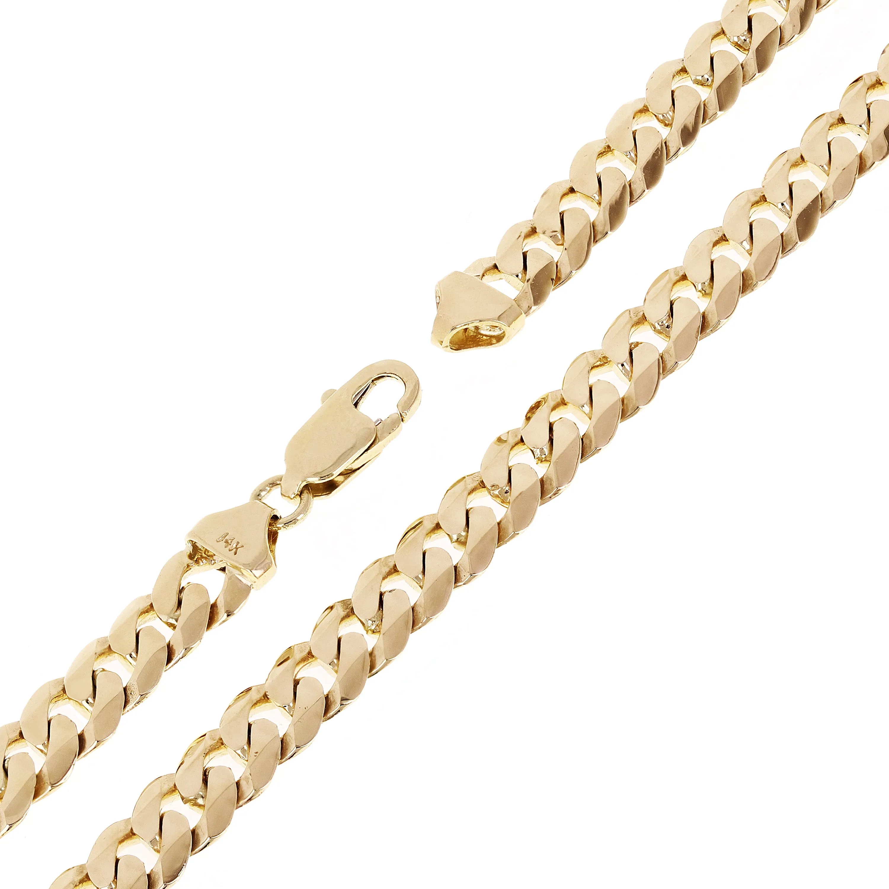 14k Yellow Gold Solid Curb Cuban Link Chain Bracelet 8mm Various Lengths