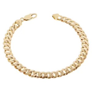 14k Yellow Gold Solid Curb Cuban Link Chain Bracelet 8mm Various Lengths