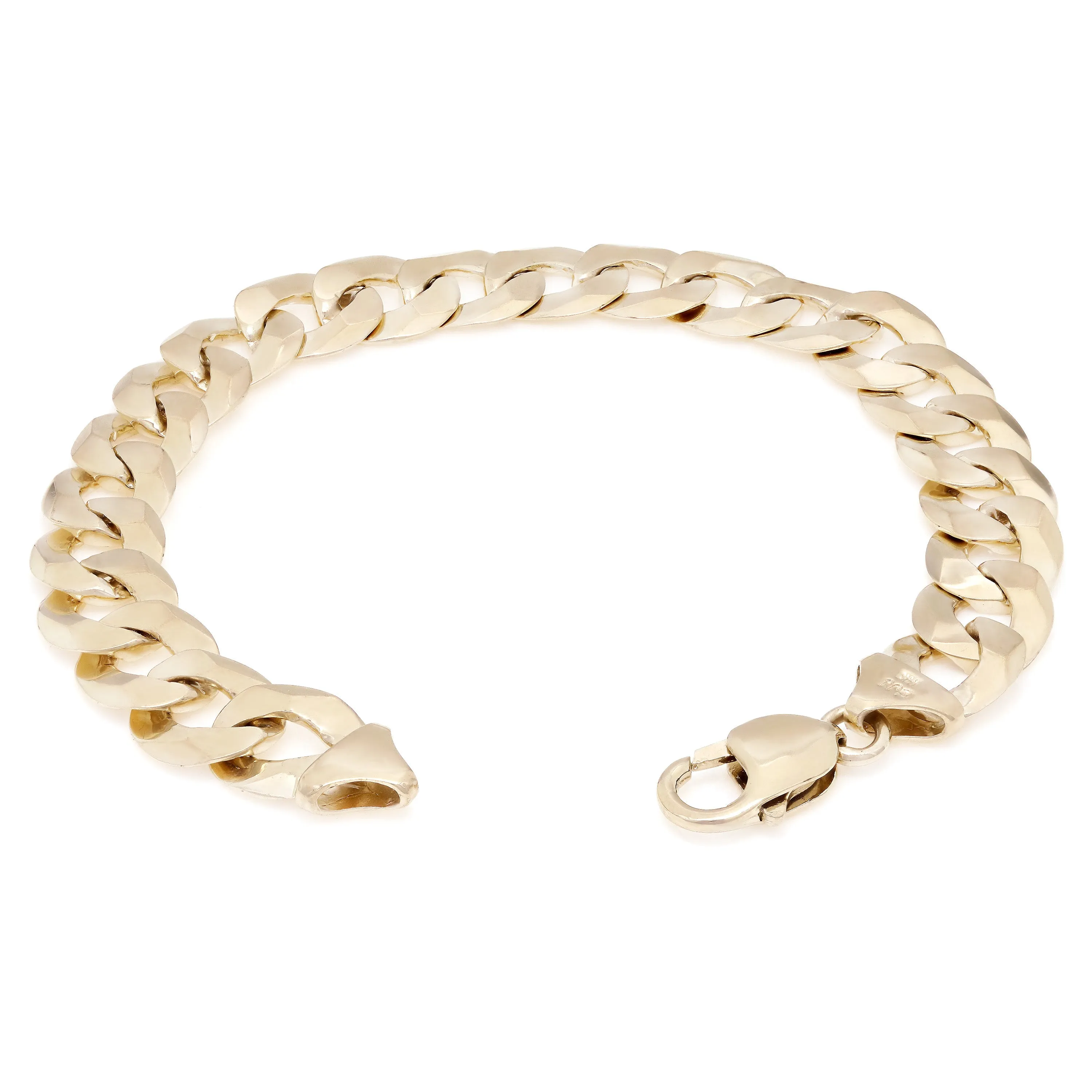 14k Yellow Gold Solid Flat Cuban Curb Link Chain Bracelet 8" 9mm 17 grams