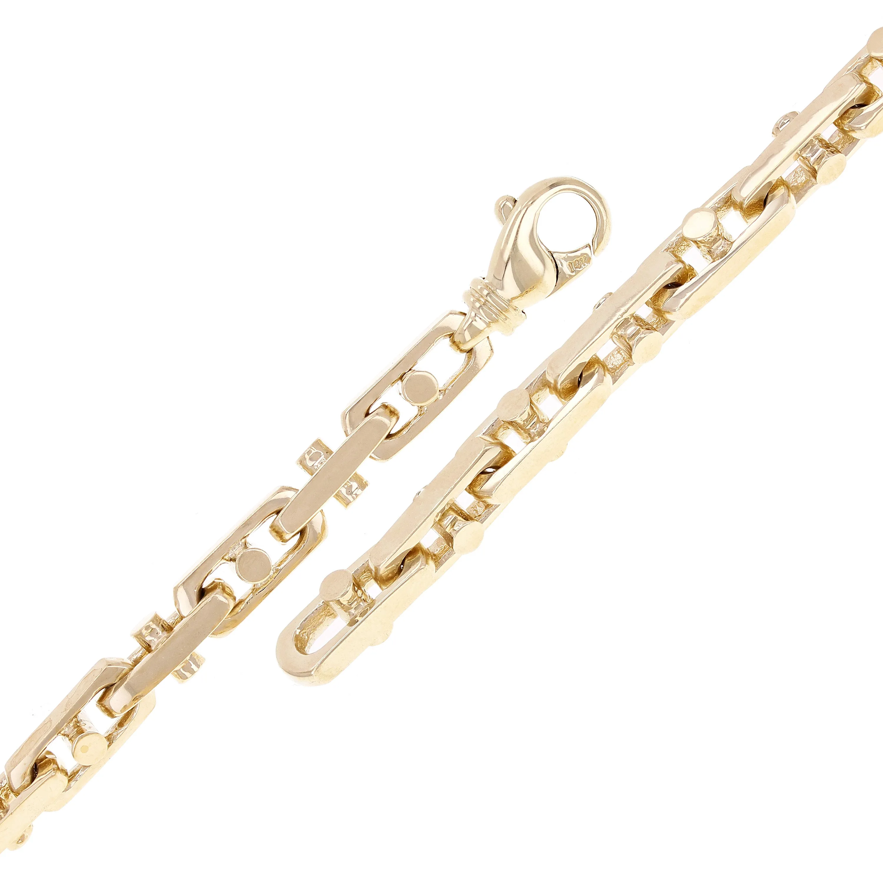 14k Yellow Gold Solid Handmade Fashion Link Bracelet 7" - 9" 6.3mm