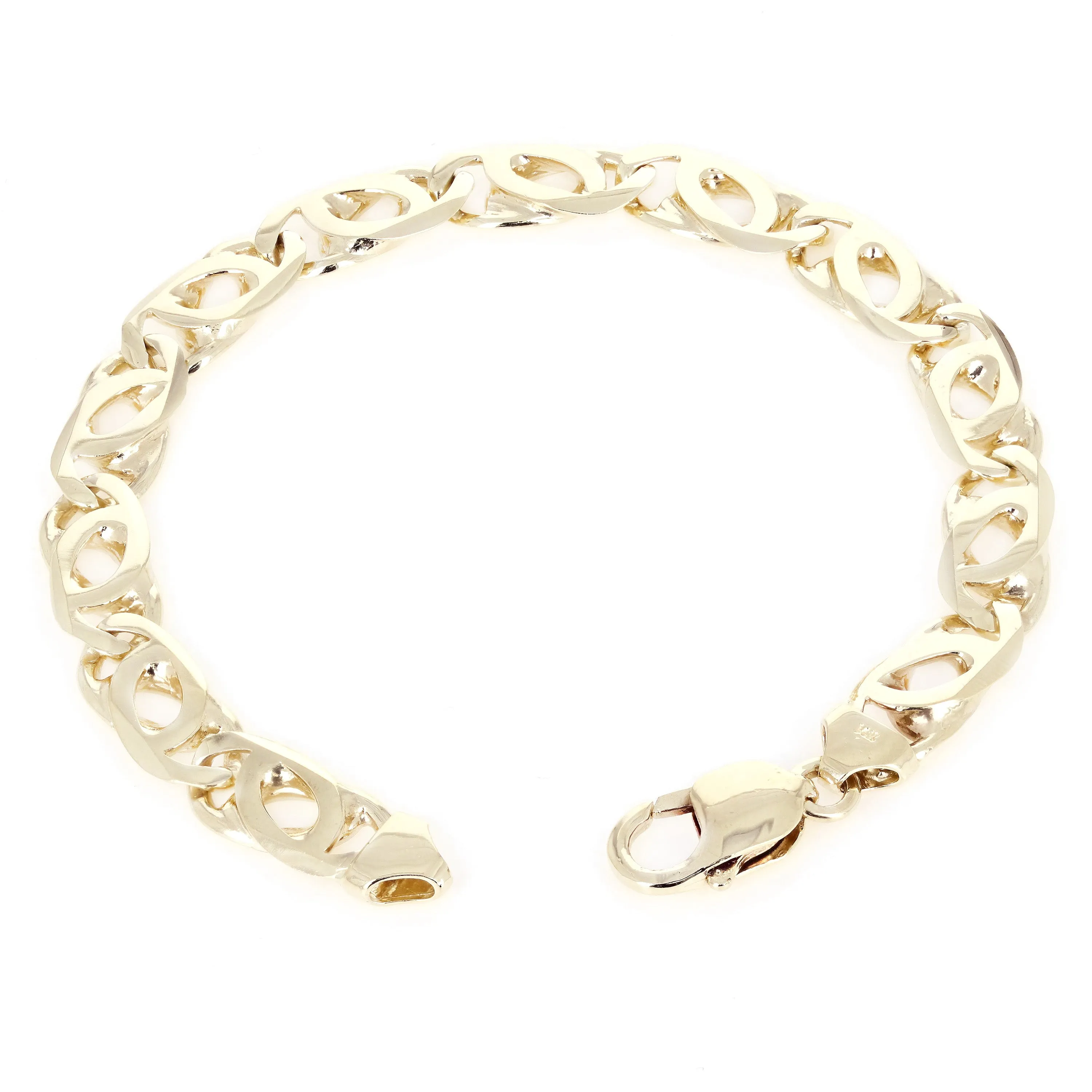 14k Yellow Gold Solid Handmade Fashion Link Chain Bracelet 8" 9mm 27.5 grams