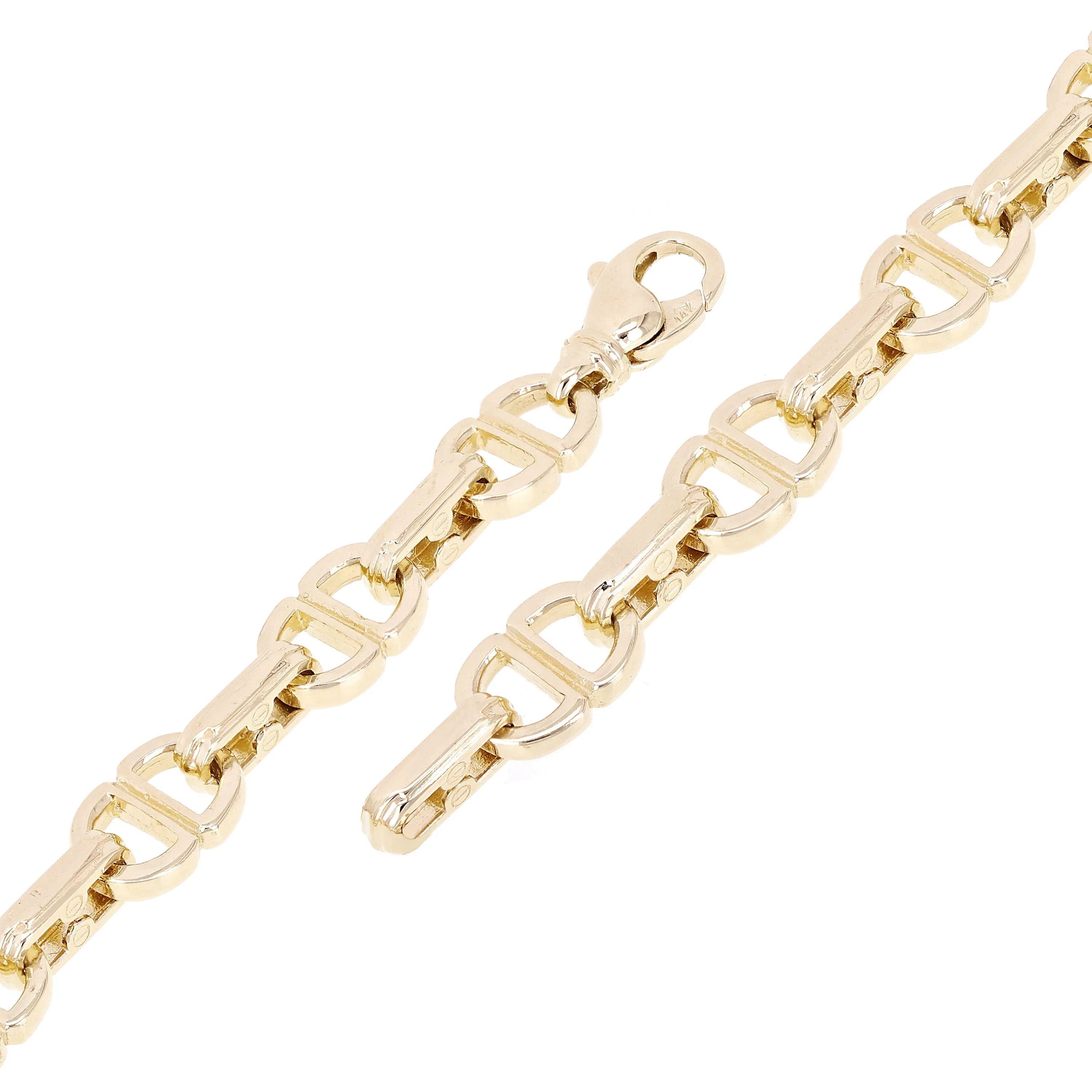 14k Yellow Gold Solid Handmade Oval Link Chain Bracelet 8.5" 9.4mm 33.1 grams