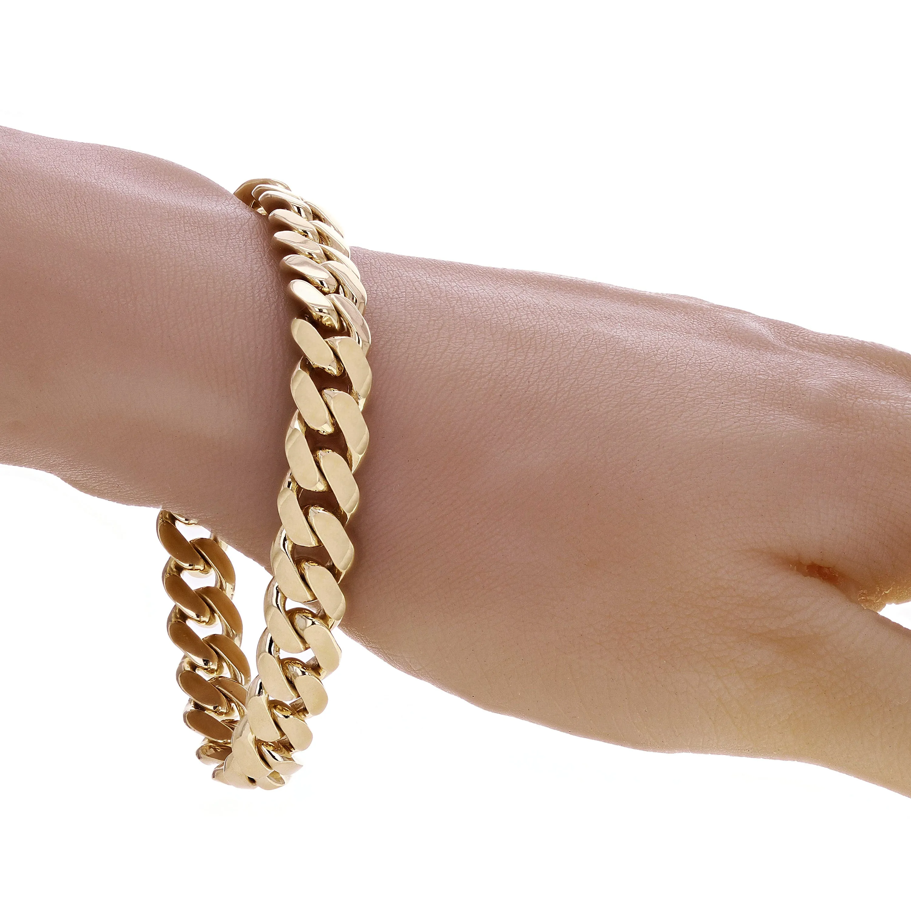 14k Yellow Gold Solid Heavy Miami Cuban Chain Bracelet 7" - 9" 10.5mm