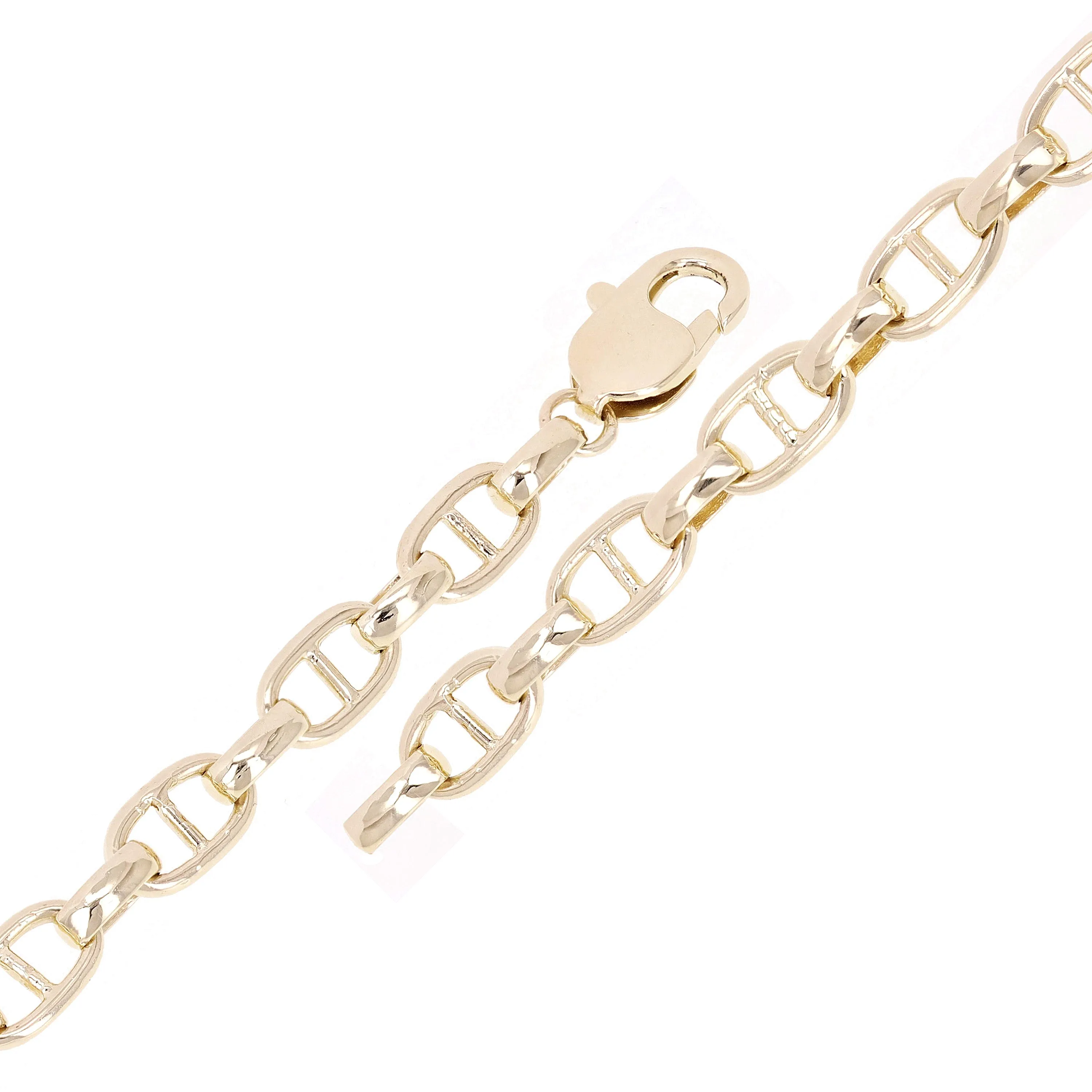 14k Yellow Gold Solid Oval Mariner Link Chain Bracelet 6.7mm Various Lengths