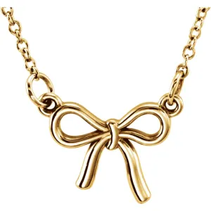 14k Yellow Gold Tiny Posh Knotted Bow 16-18" Necklace