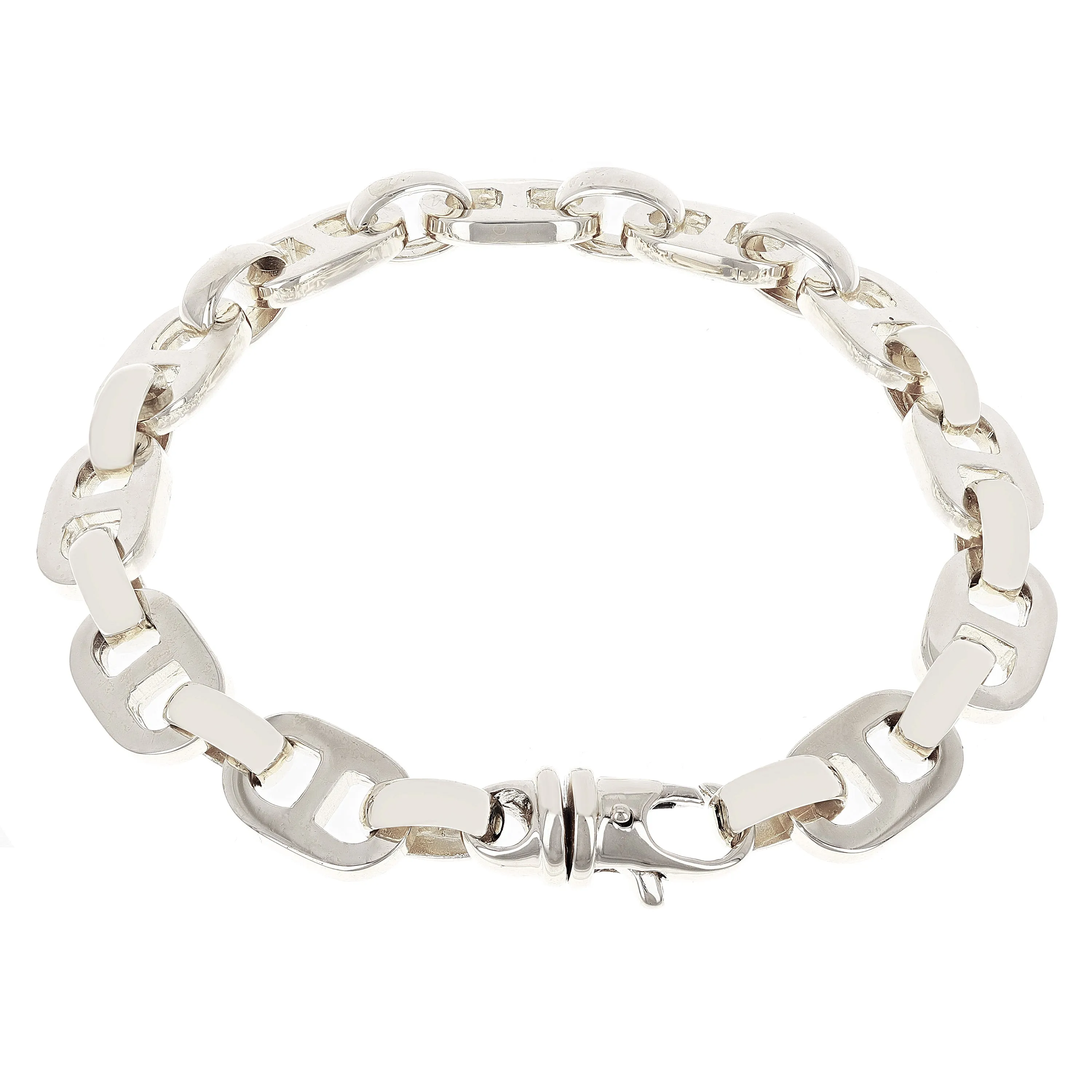 14k Yellow or White Gold Solid Handmade Mariner Chain Bracelet 7" 9.5mm 34 grams