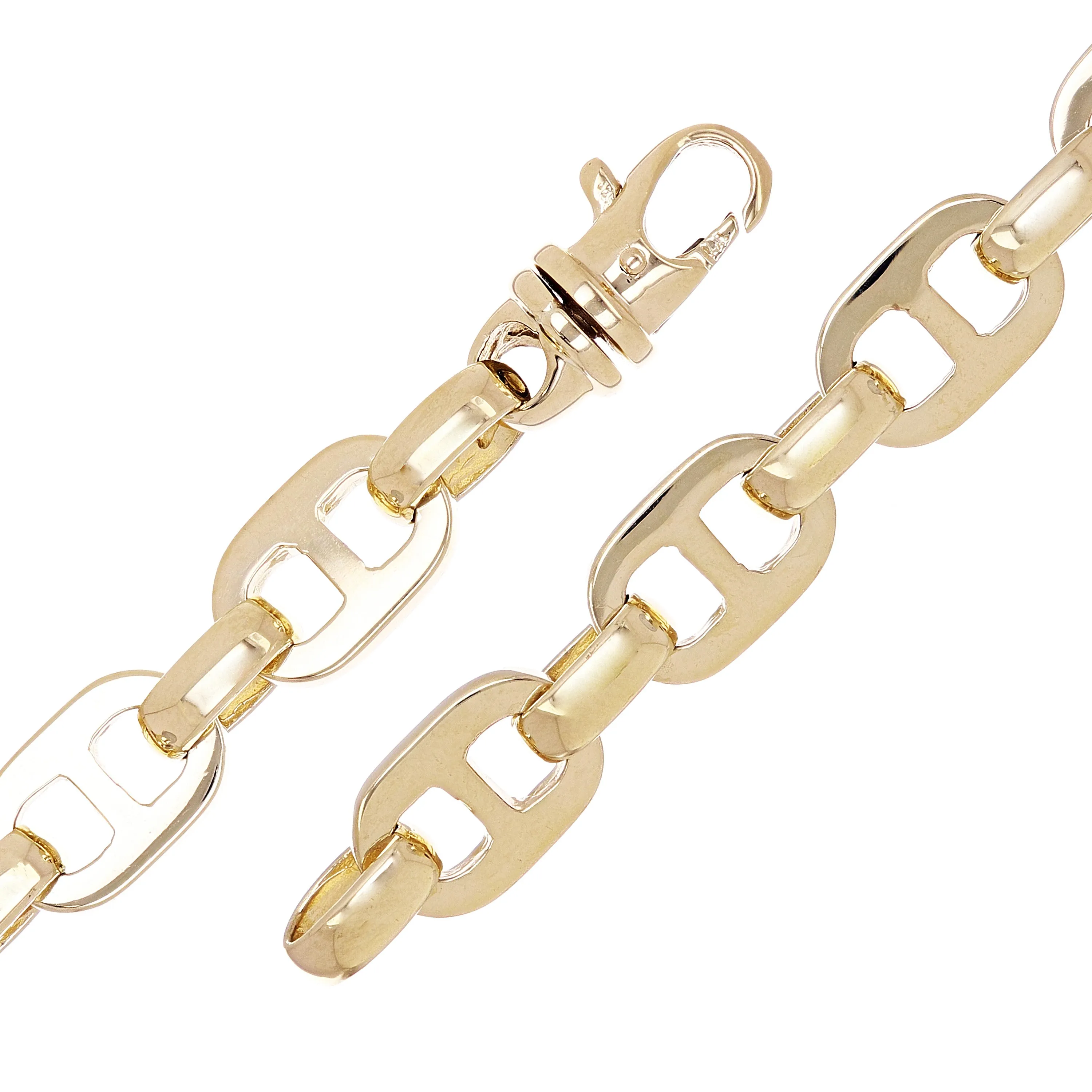 14k Yellow or White Gold Solid Handmade Mariner Chain Bracelet 7" 9.5mm 34 grams