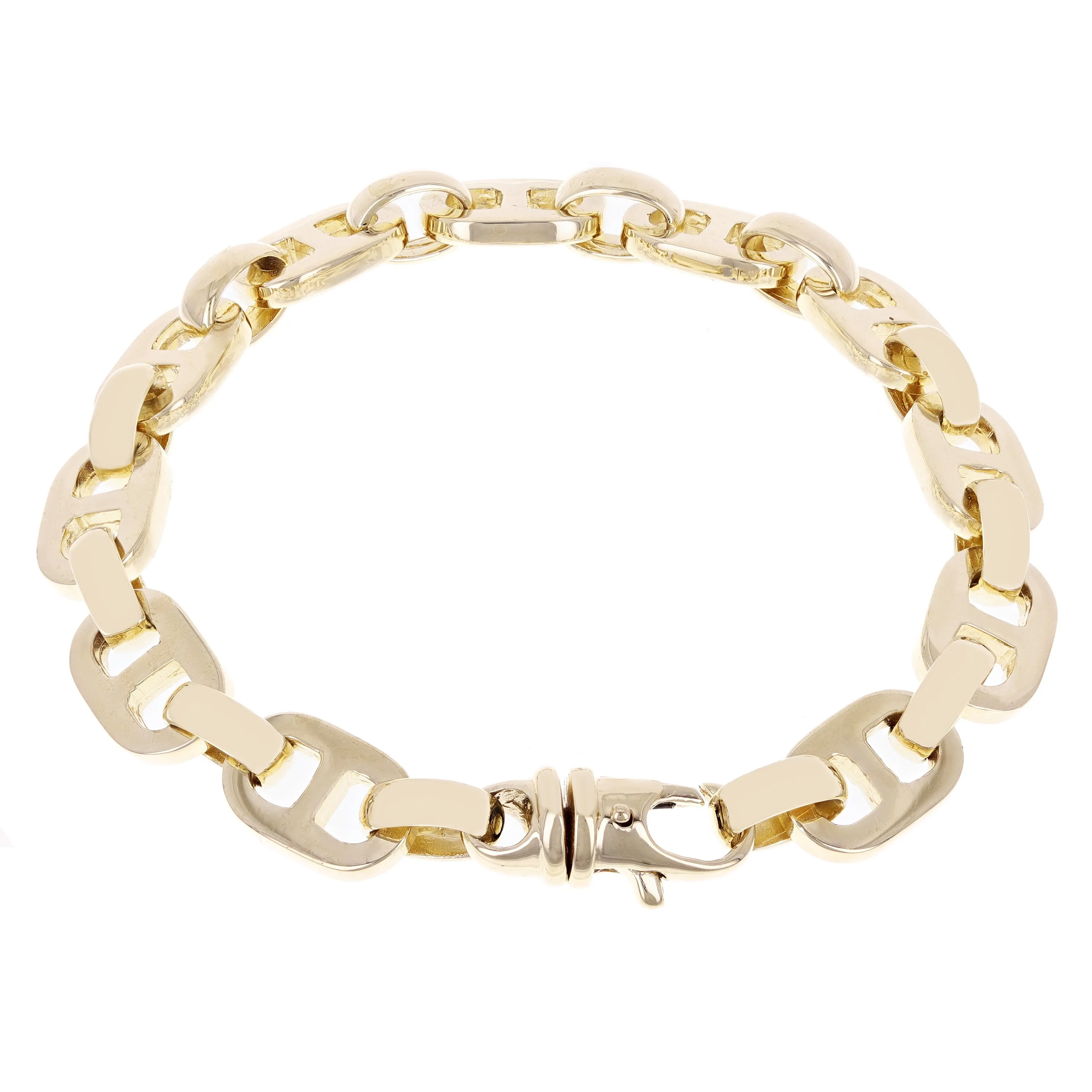 14k Yellow or White Gold Solid Handmade Mariner Chain Bracelet 7" 9.5mm 34 grams
