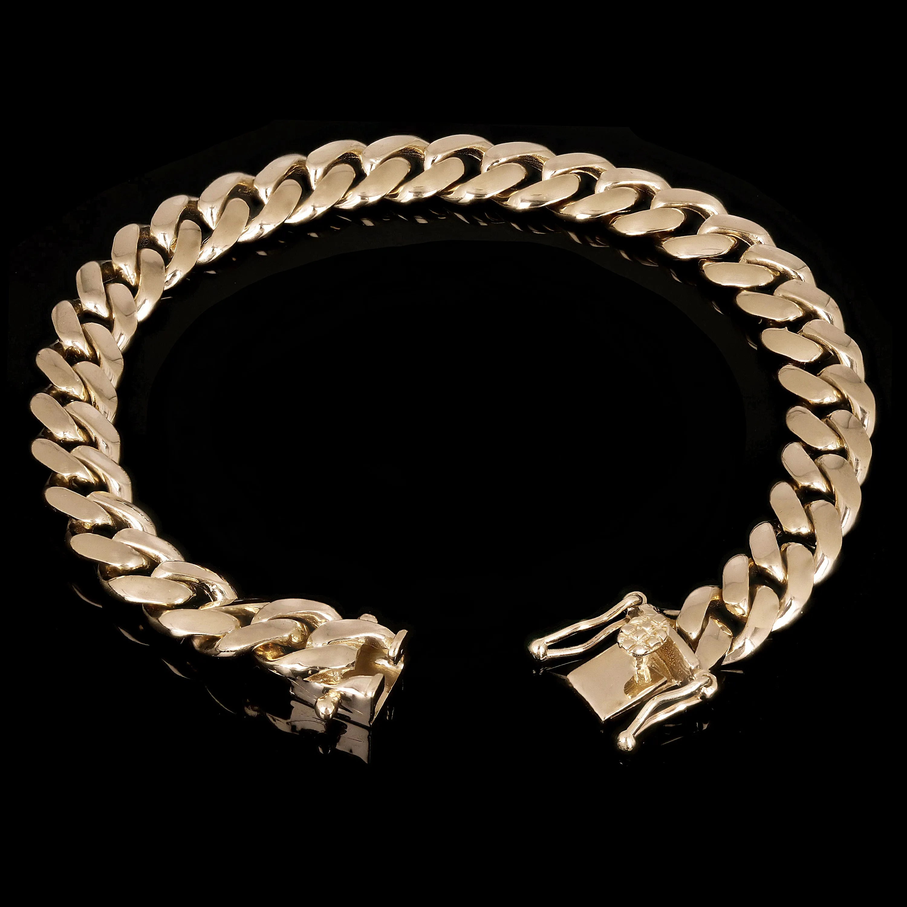 14k Yellow White or Rose Gold Solid Heavy Miami Cuban Chain Link Bracelet 10 mm 8", 8.5", 9" with Box Clasp
