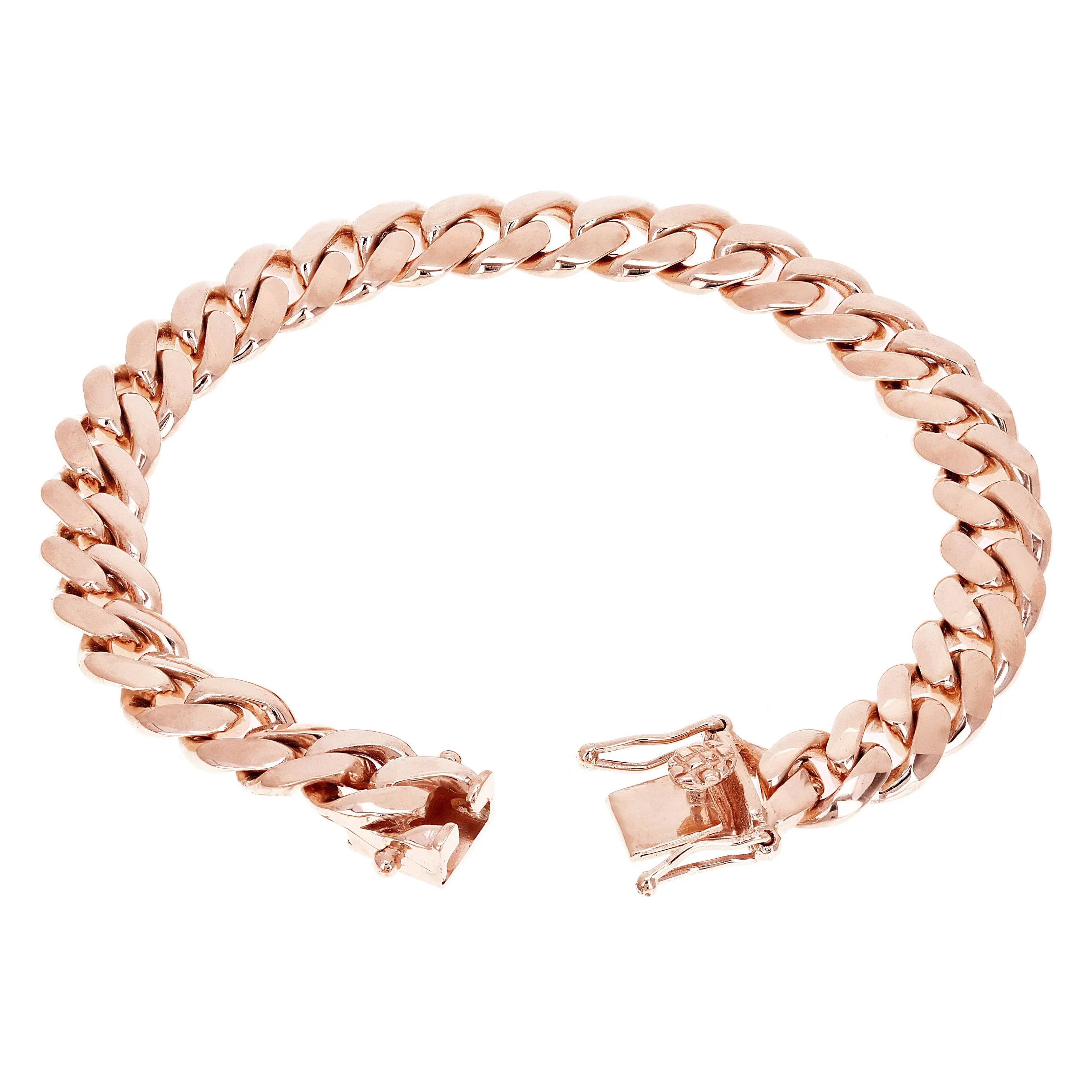 14k Yellow White or Rose Gold Solid Heavy Miami Cuban Chain Link Bracelet 10 mm 8", 8.5", 9" with Box Clasp
