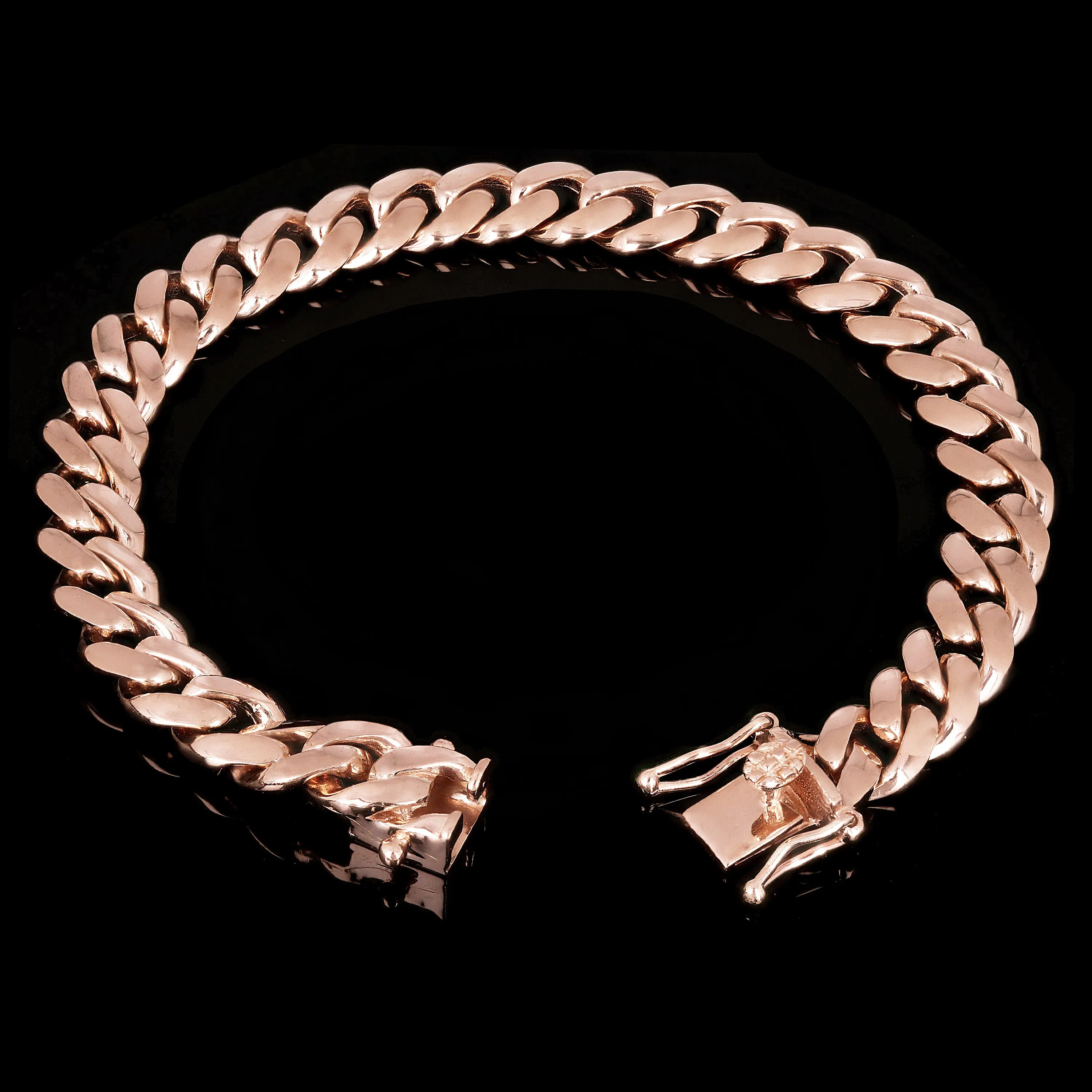 14k Yellow White or Rose Gold Solid Heavy Miami Cuban Chain Link Bracelet 10 mm 8", 8.5", 9" with Box Clasp