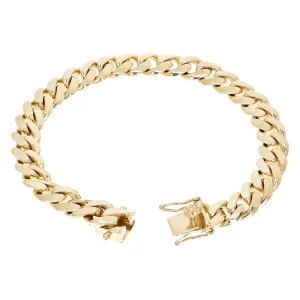14k Yellow White or Rose Gold Solid Heavy Miami Cuban Chain Link Bracelet 10 mm 8", 8.5", 9" with Box Clasp