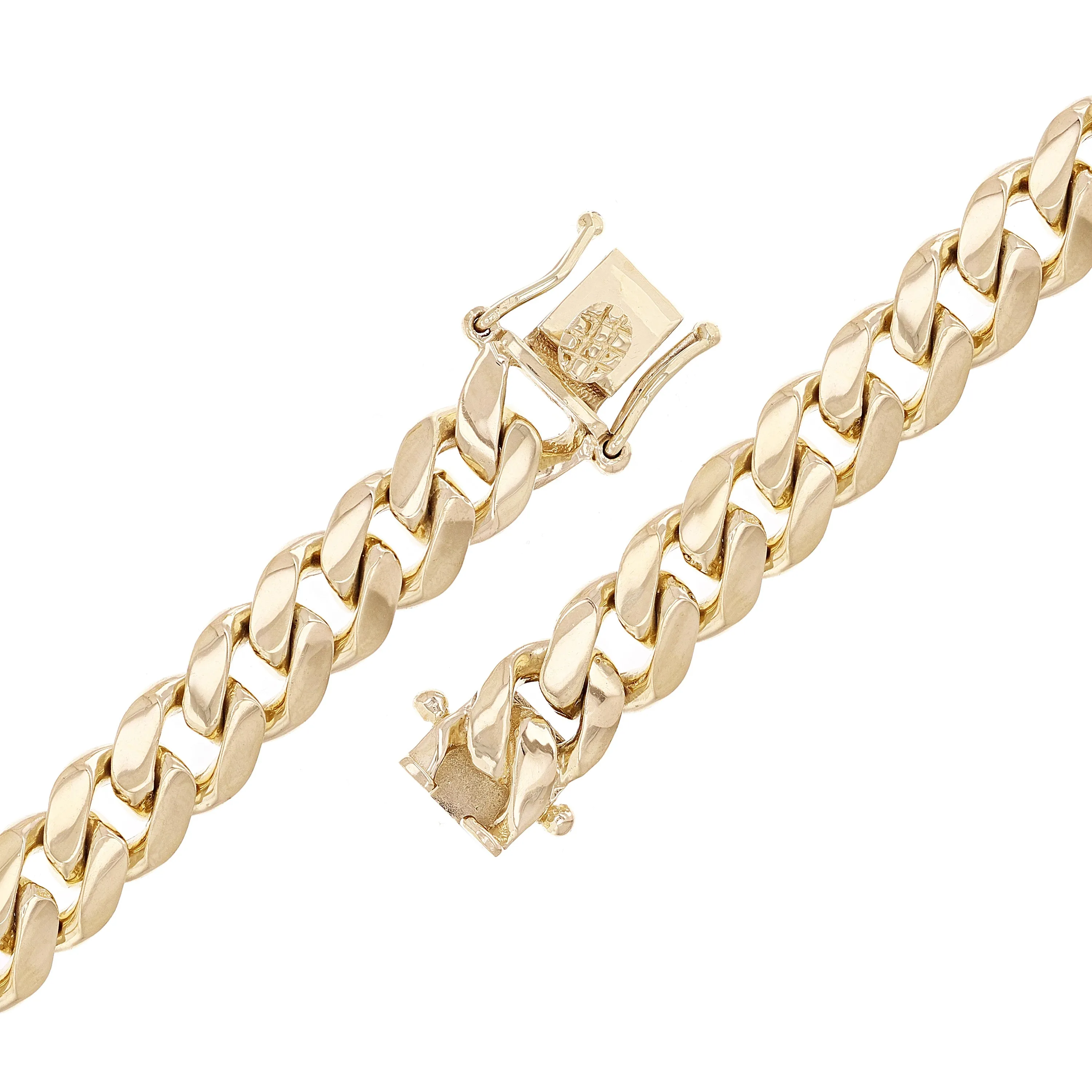 14k Yellow White or Rose Gold Solid Heavy Miami Cuban Chain Link Bracelet 10 mm 8", 8.5", 9" with Box Clasp
