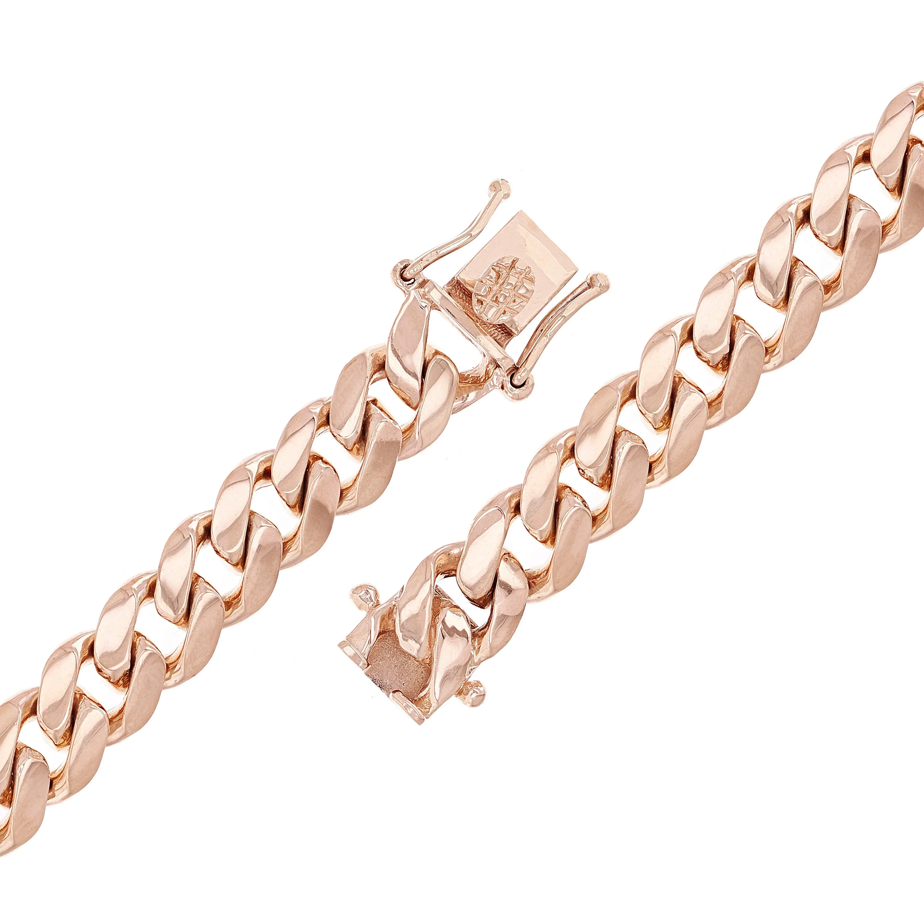 14k Yellow White or Rose Gold Solid Heavy Miami Cuban Chain Link Bracelet 10 mm 8", 8.5", 9" with Box Clasp