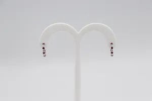 14Karat White Gold Ruby and Diamond Hoop Earrings