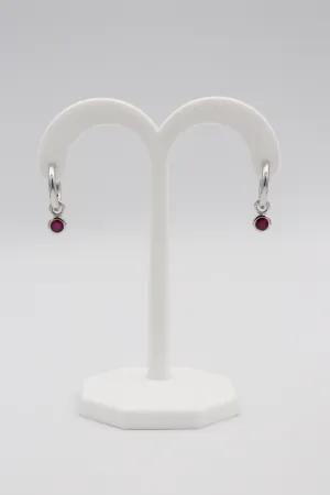 14Karat White Gold Ruby Hoop Earrings