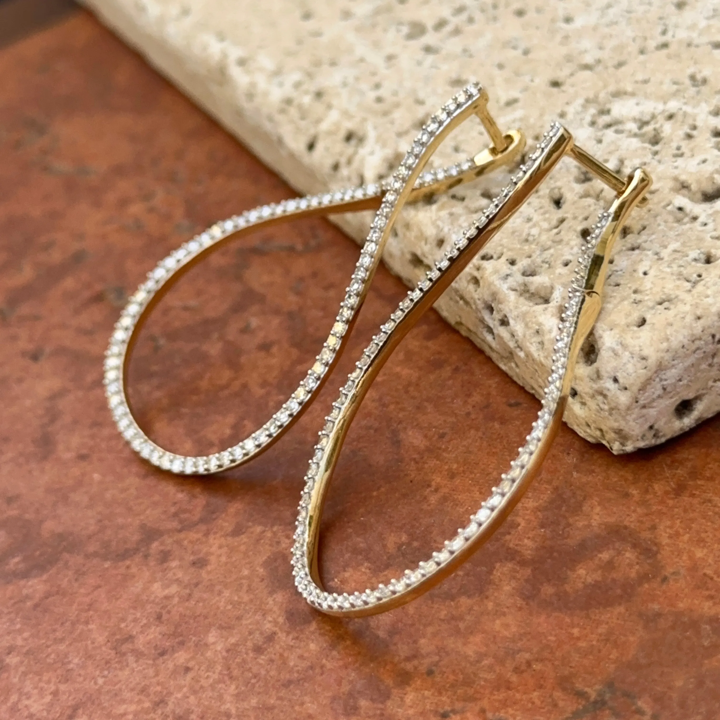 14KT Yellow Gold 2 Carat Lab Diamond Teardrop Drop Earrings