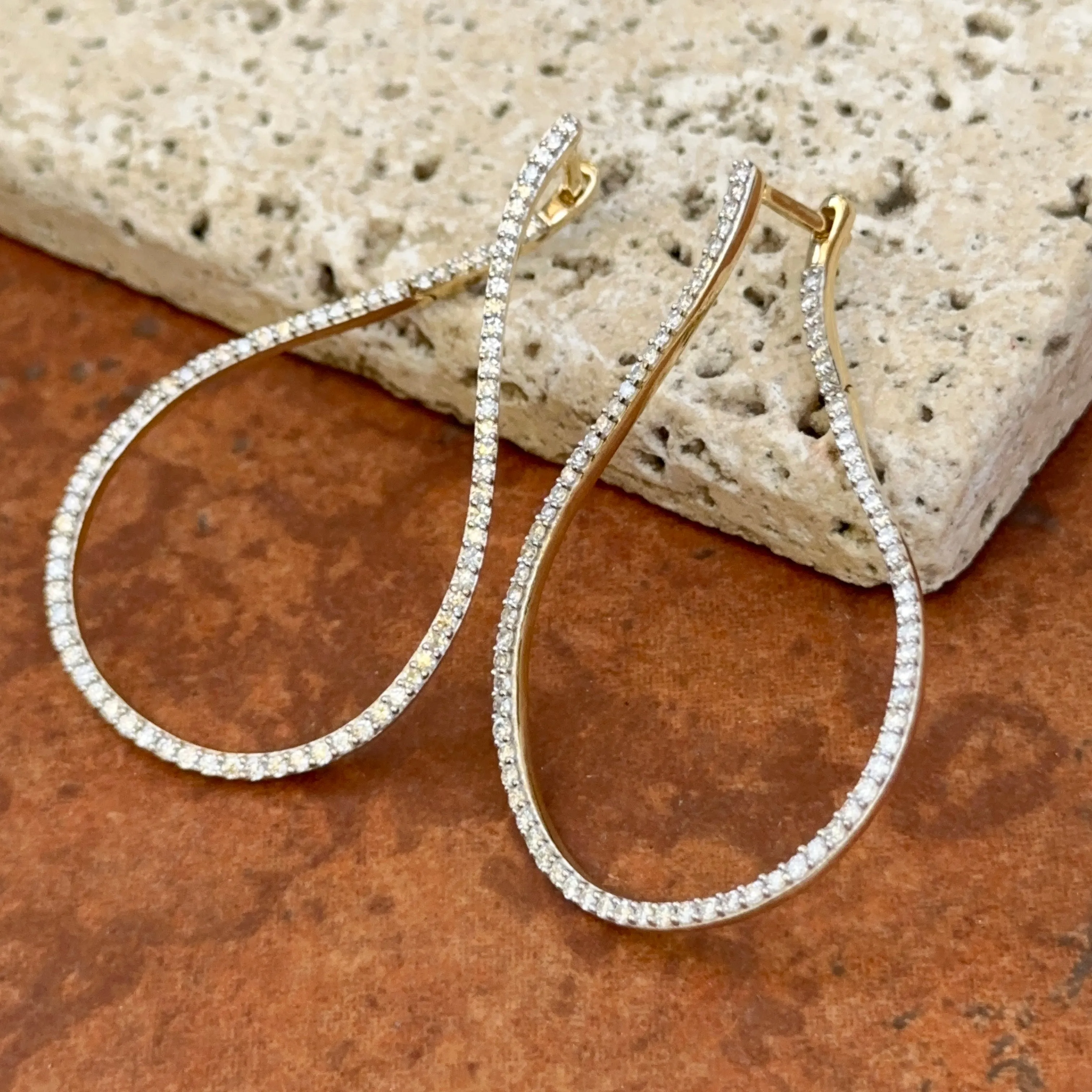 14KT Yellow Gold 2 Carat Lab Diamond Teardrop Drop Earrings