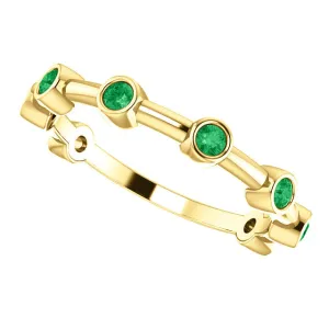 14KT Yellow Gold Bezel-Set Emerald Bar Ring