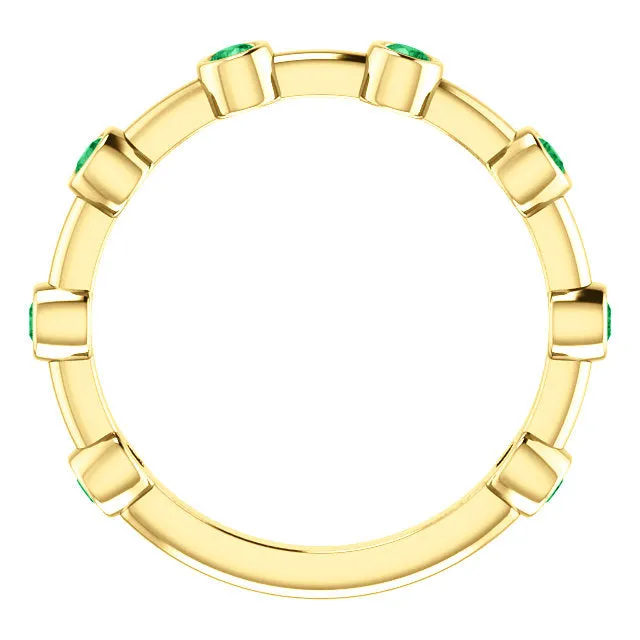 14KT Yellow Gold Bezel-Set Emerald Bar Ring