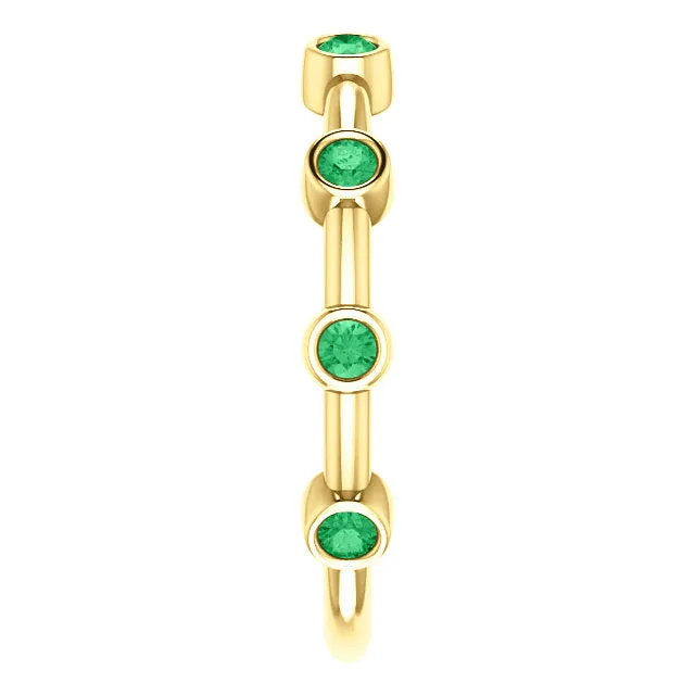 14KT Yellow Gold Bezel-Set Emerald Bar Ring