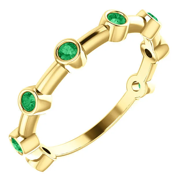 14KT Yellow Gold Bezel-Set Emerald Bar Ring