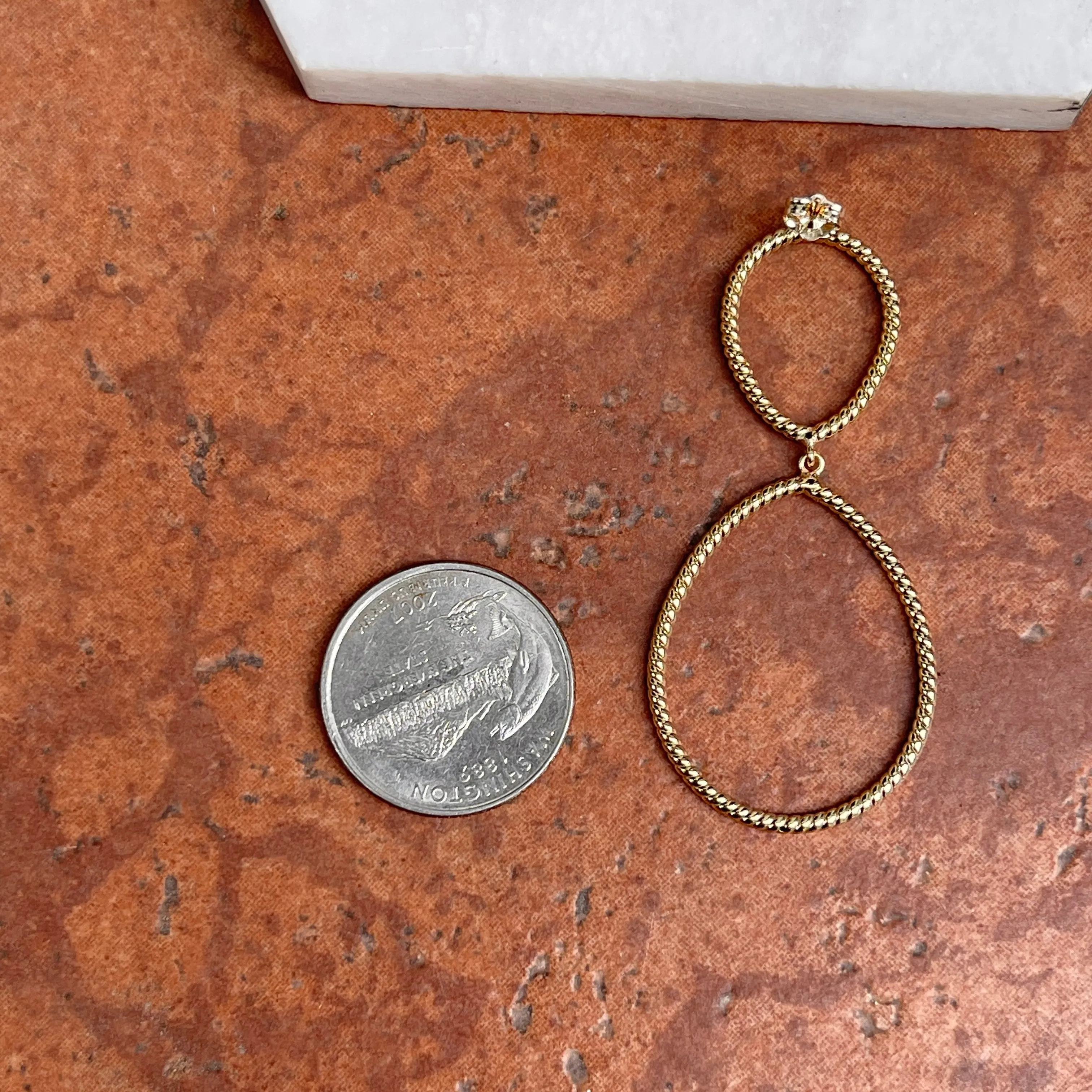 14KT Yellow Gold Rope Teardrop Dangle Earrings