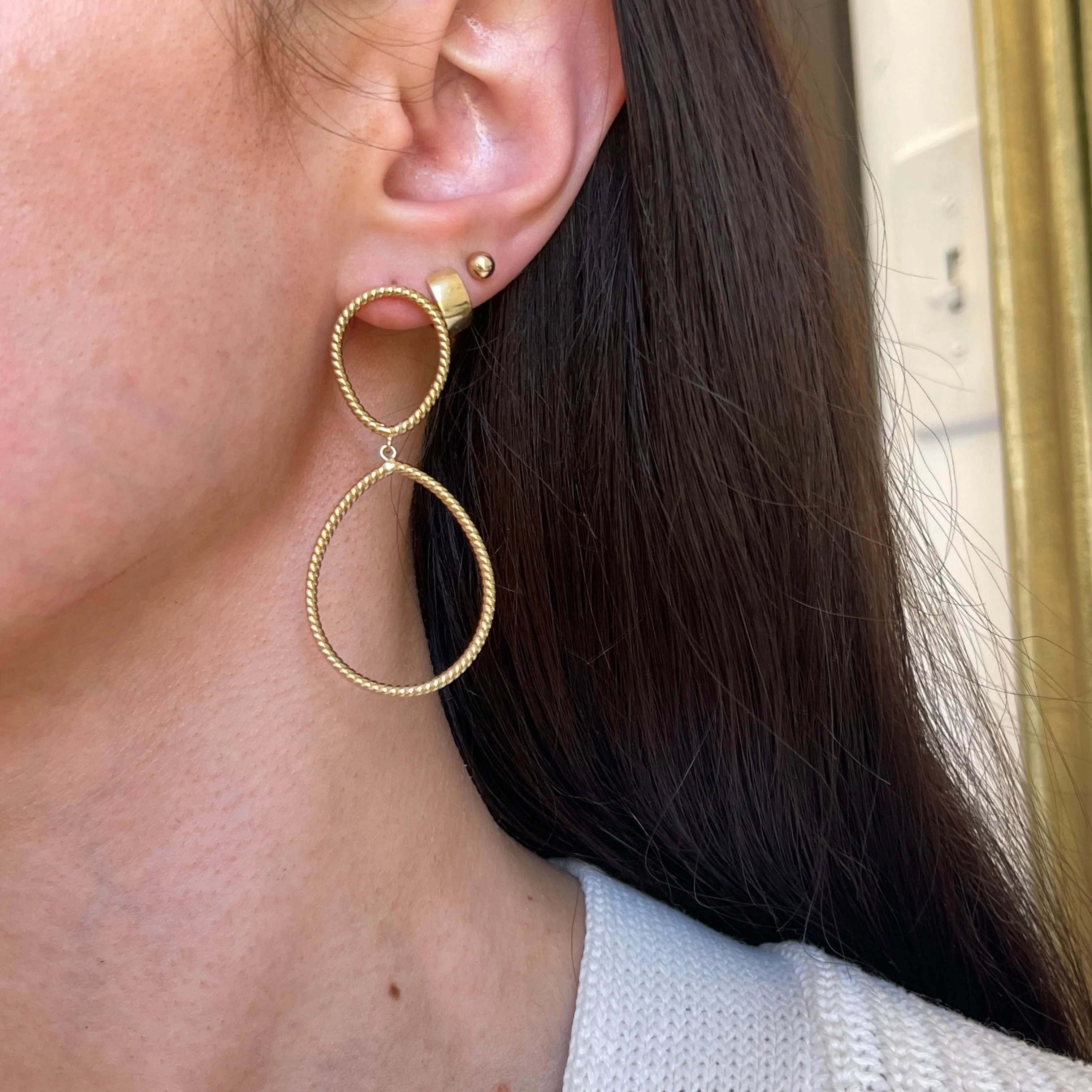 14KT Yellow Gold Rope Teardrop Dangle Earrings