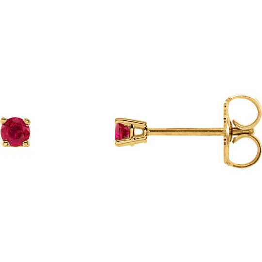 14kt Yellow Gold Ruby Stud Earrings Pick Your Birthstone