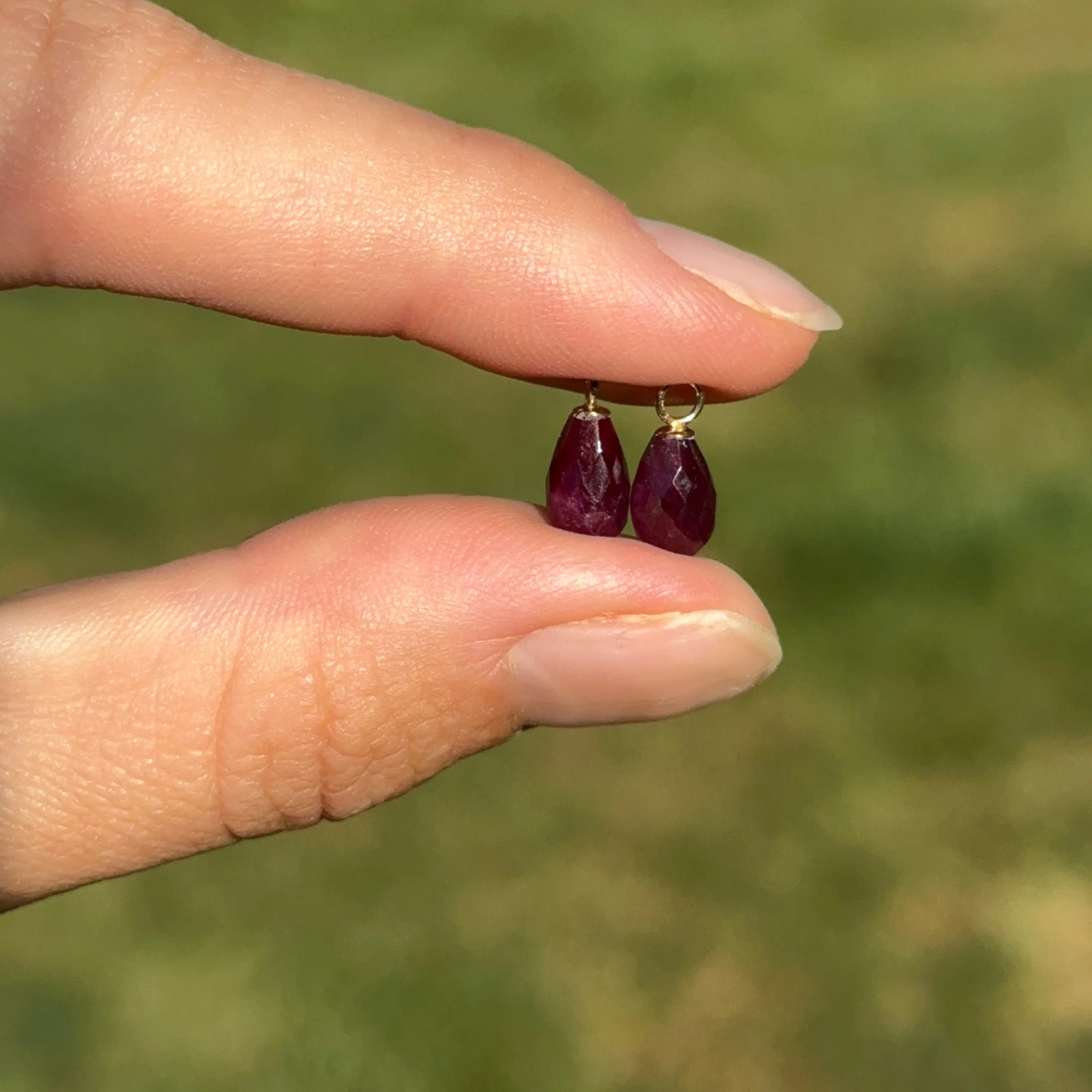 14KT Yellow Gold Teardrop Ruby Earring Charms