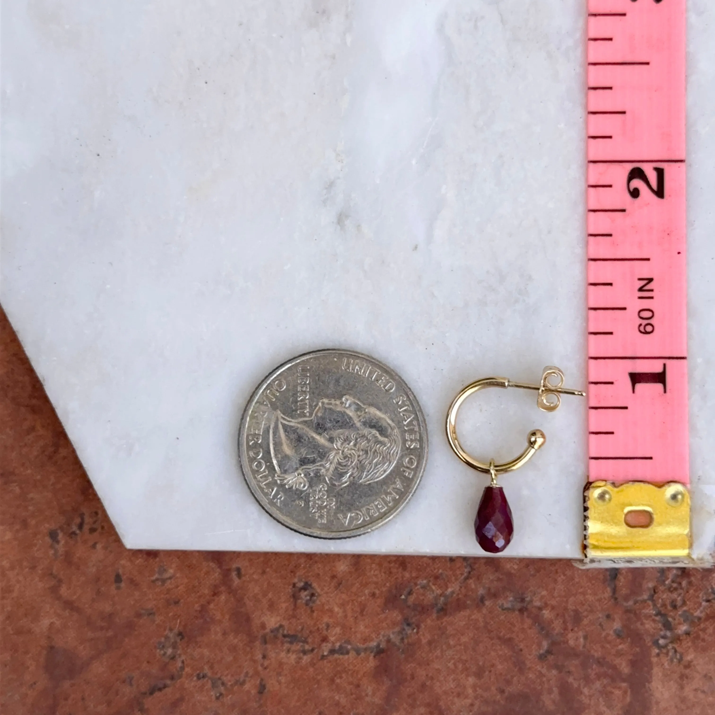 14KT Yellow Gold Teardrop Ruby Earring Charms