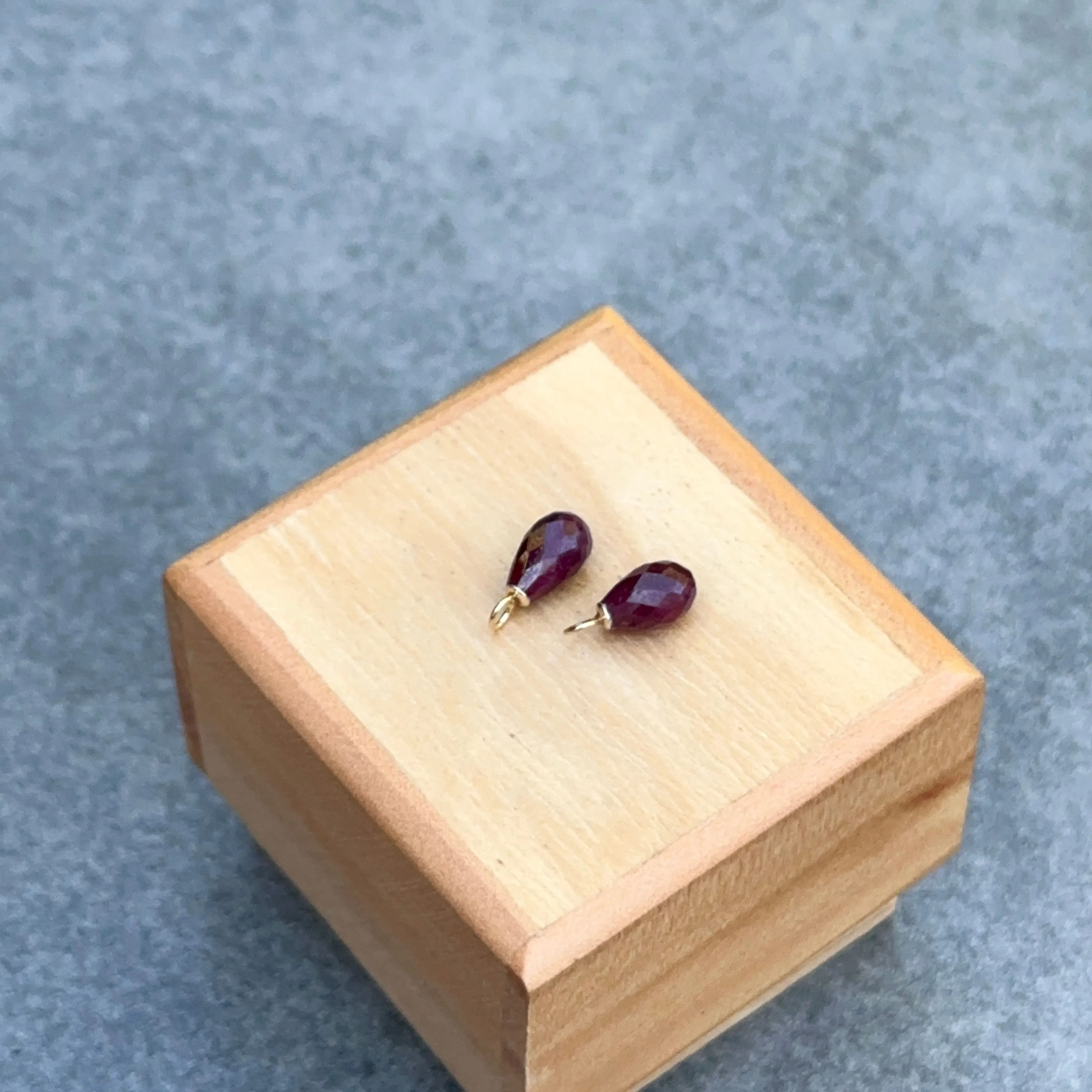 14KT Yellow Gold Teardrop Ruby Earring Charms