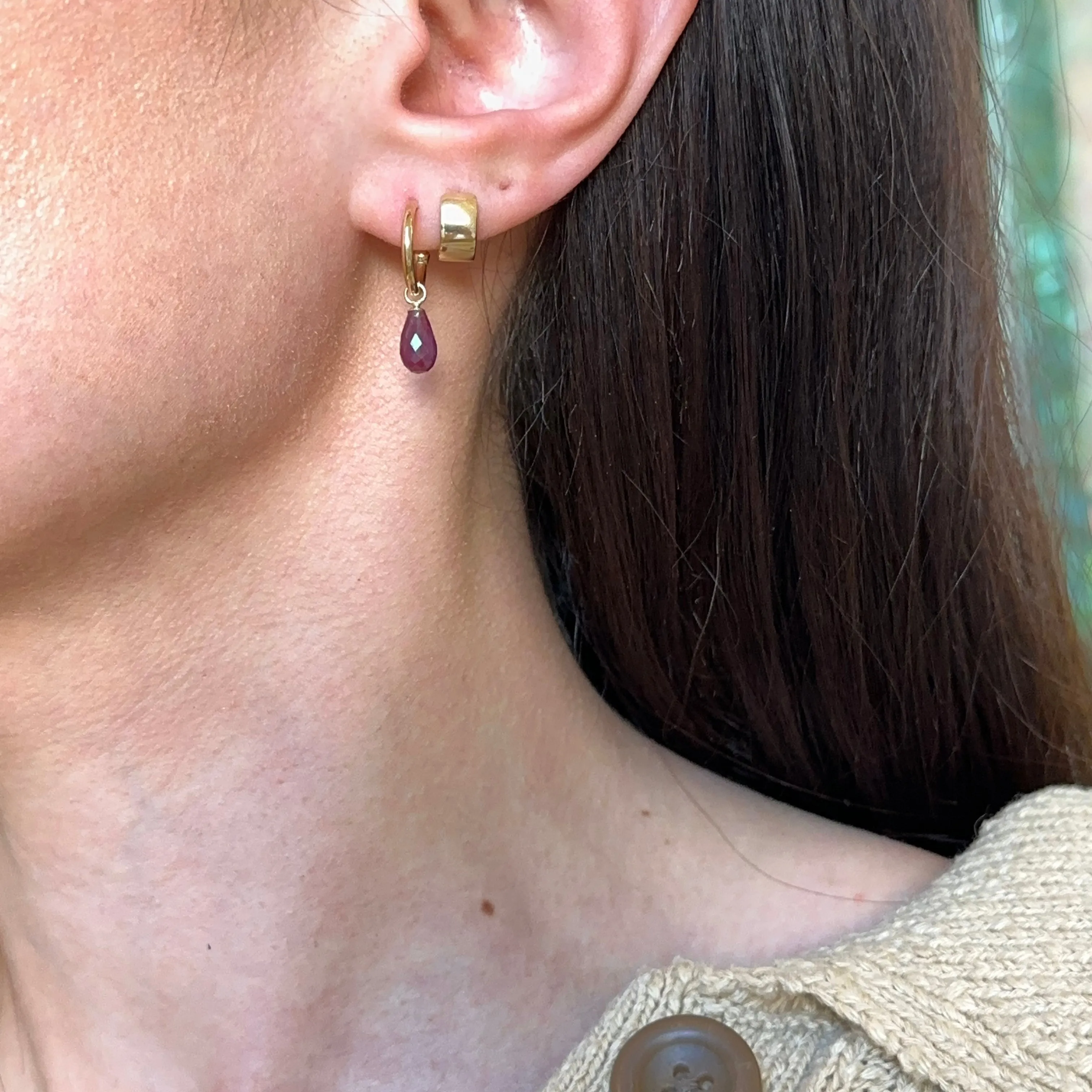 14KT Yellow Gold Teardrop Ruby Earring Charms