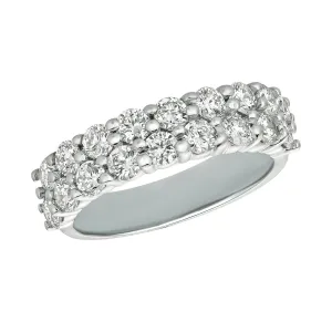 1.50 Carat Natural Diamond Two Rows Ring Band G SI 14K White Gold
