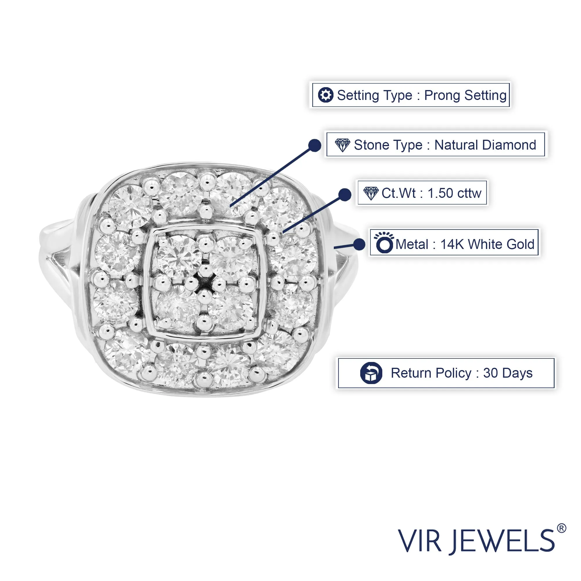 1.50 cttw Diamond Split Shank Engagement Rings in 14K White Gold